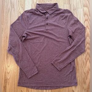 Lululemon Men’s Small Long Sleeve Polo Shirt Burgundy Athletic Performance Golf
